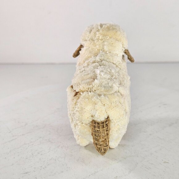 Paper Mache Sheep With Burlap Ears Rustic Cottagecore - Picture 3 of 8
